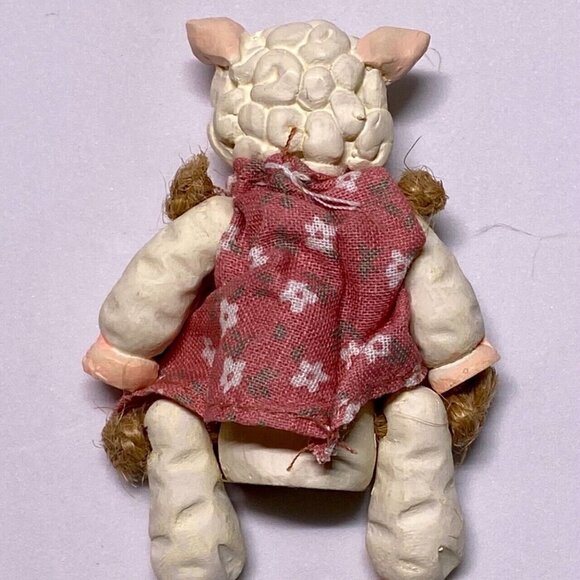 Russ & Co. 13900 Country Kin Sculptstone Jointed Lamb Figurine Shelf Sitter VTG - Picture 7 of 10